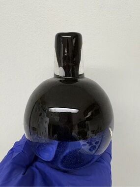 Vintage Blown Glass Vase Black and Clear MCM